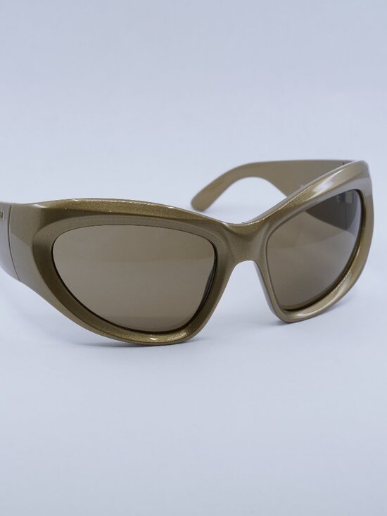 Balenciaga BB0228S 004 Sunglasses Gold Geometric Frame, Brown Mirror Lenses main image 10